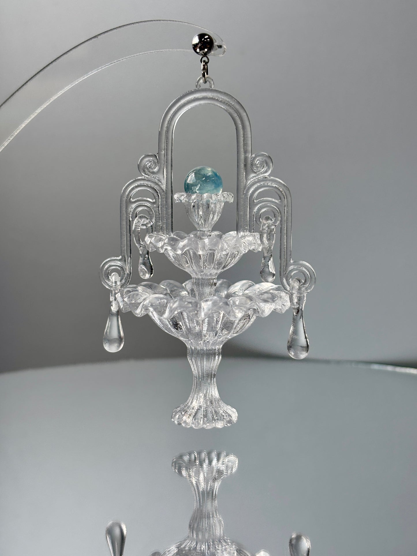 Wishing Fountain Crystal Jewelry - The Flowing Fable - Handmade Crystal Earrings, 925 sterling silver aquamarine crystal, water inspired Jewelry Gift