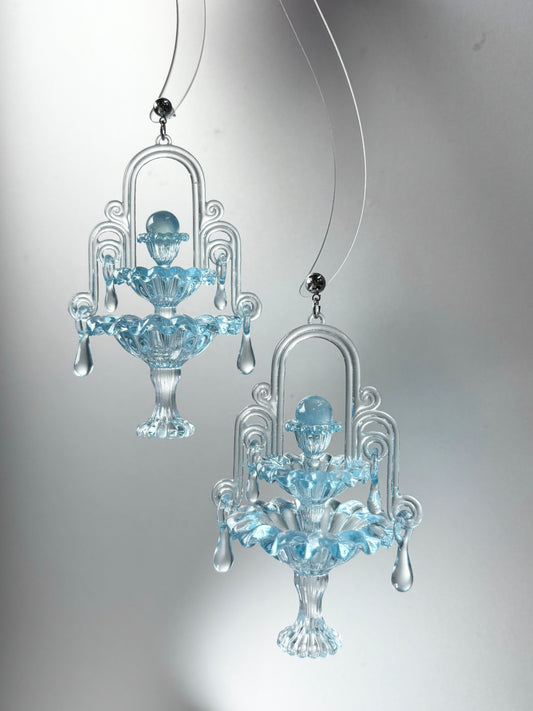 Wishing Fountain Crystal Jewelry - The Serene Spring - Handmade Crystal Earrings, 925 sterling silver aquamarine crystal, water inspired Jewelry Gift