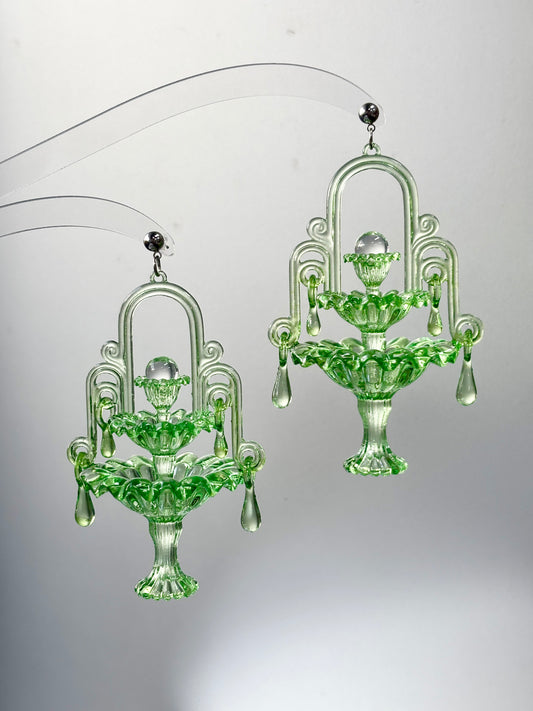 Wishing Fountain Crystal Jewelry - Verdant Fountain - Handmade Crystal Earrings, 925 sterling silver clear quartz, water inspired Jewelry Gift