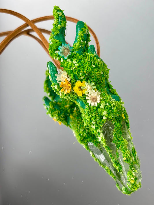 Forest Poem Crystal Pendant - Emerald Forest Spirit - Handmade Crystal Pendant Necklace, stone clay, botanical Jewelry Gift