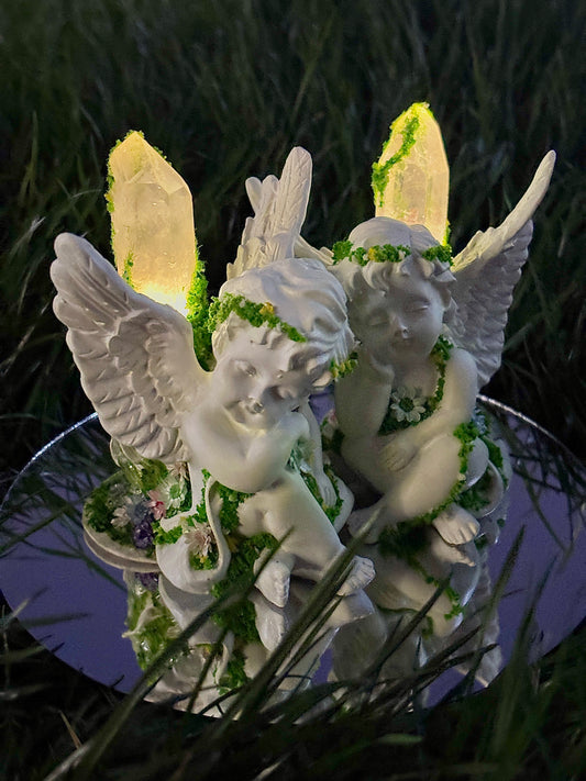 Holy Light Guardian Crystal Decor - The Guardian's Whisper - Handmade Crystal Figurine, clear quartz, botanical Jewelry Gift
