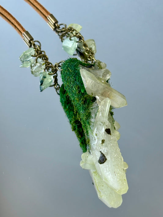 Fairy Pact Crystal Pendant - Forest Essence Spire - Handmade Crystal Pendant Necklace, artisan, fantasy Jewelry Gift