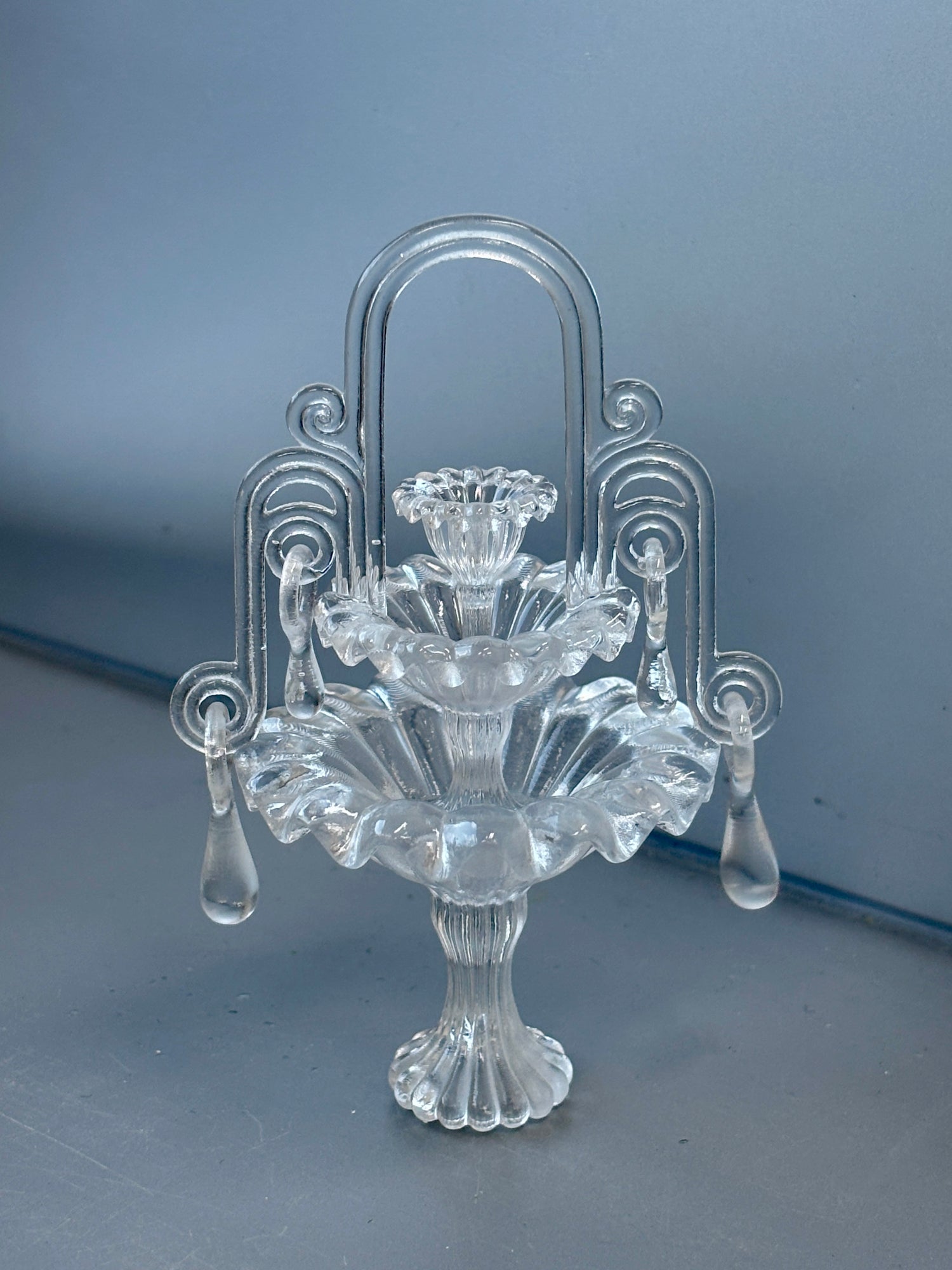 Wishing Fountain Crystal Jewelry - Nymph's Mirror Spring - Handmade Crystal Figurine, clear quartz 3D printed detail, water inspired, mystical Jewelry Gift