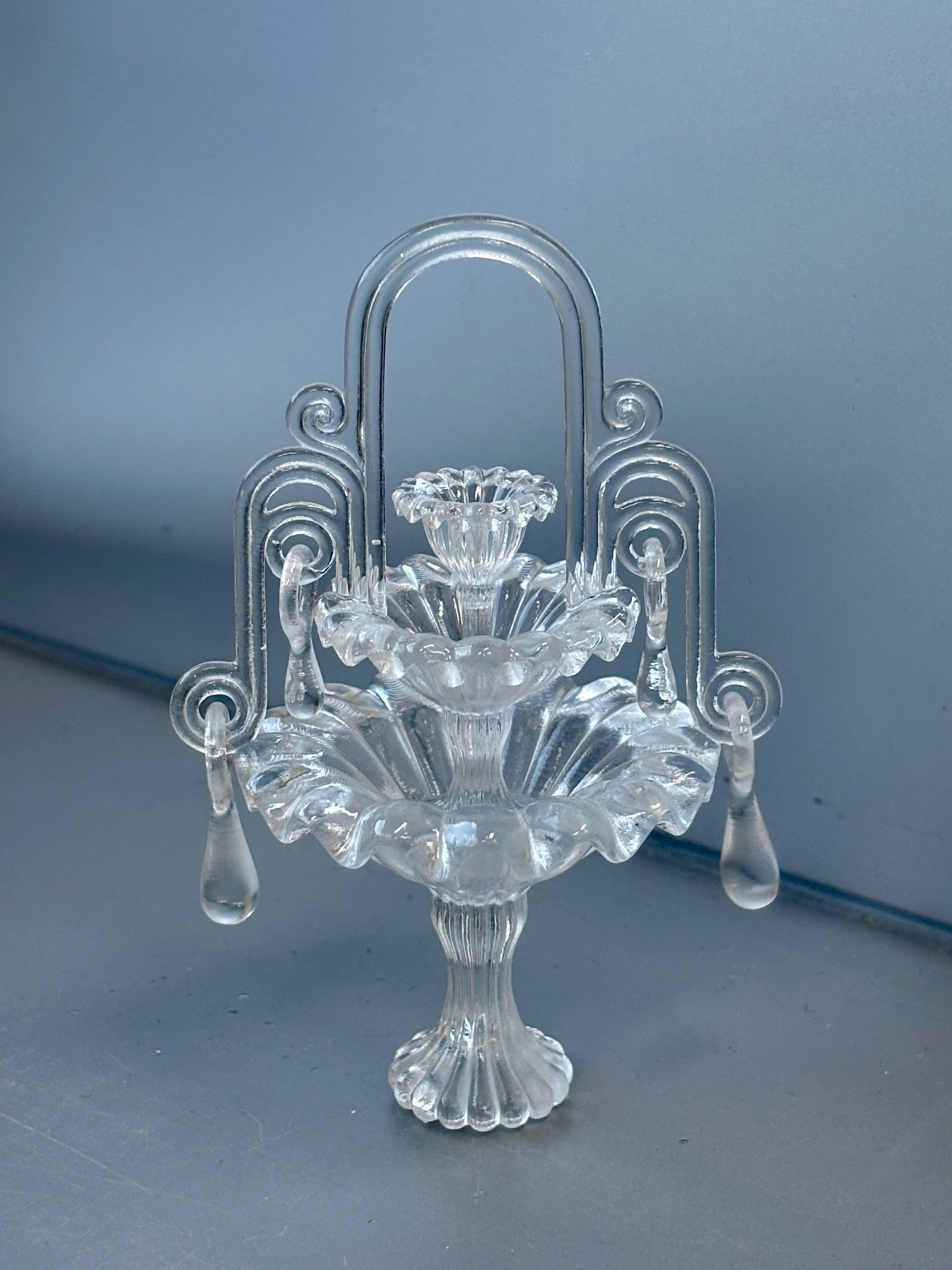 Wishing Fountain Crystal Jewelry - Nymph's Mirror Spring - Handmade Crystal Figurine, clear quartz 3D printed detail, water inspired, mystical Jewelry Gift