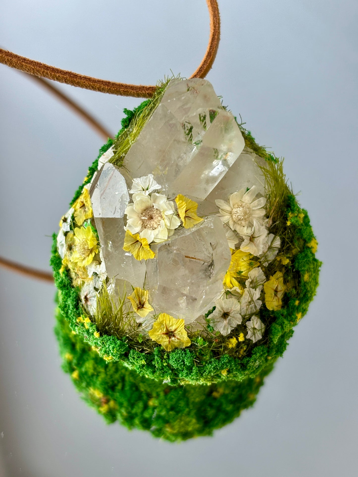 Moonlight Myth Crystal Garden - Moonlight Myth - Handmade Crystal Pendant Necklace, clear quartz, botanical Jewelry Gift