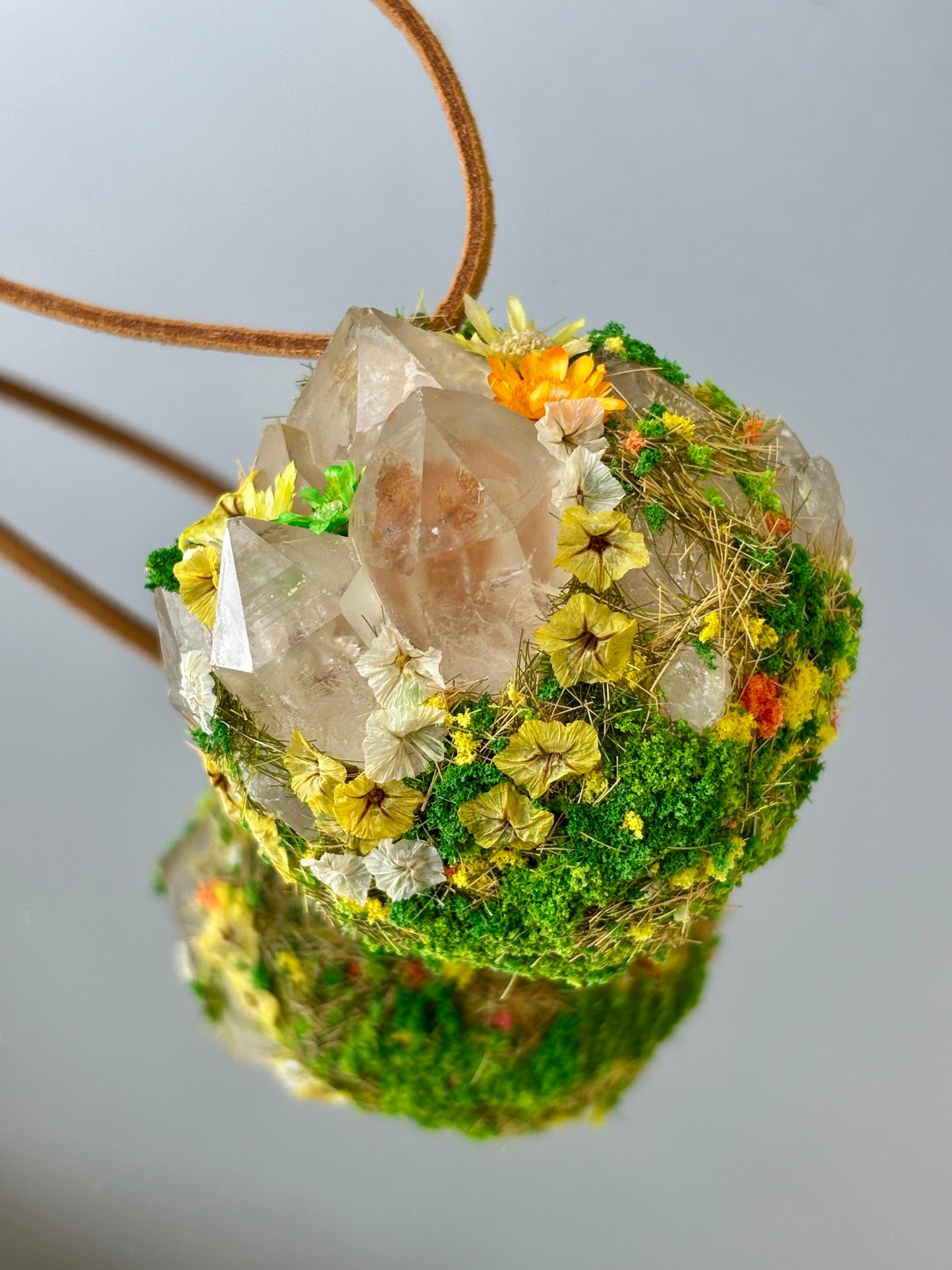 Moonlight Myth Crystal Garden - Golden Forest Whisper - Handmade Crystal Pendant Necklace, artisan, botanical Jewelry Gift