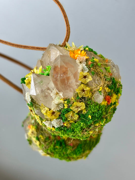 Moonlight Myth Crystal Garden - Golden Forest Whisper - Handmade Crystal Pendant Necklace, artisan, botanical Jewelry Gift